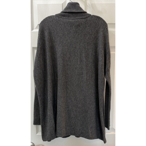Garnet Hill Cashmere Wool Turtleneck Sweater XS Gray Oversized Pockets Cozy - Picture 3 of 9